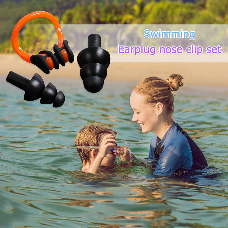 Waterproof Summer Swimming Earplugs + Nose Clip Kits for Surf Diving Water Sp