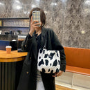 Female Plush Shoulder Bag Animal Pattern Shoulder Handbag Student School Satchel