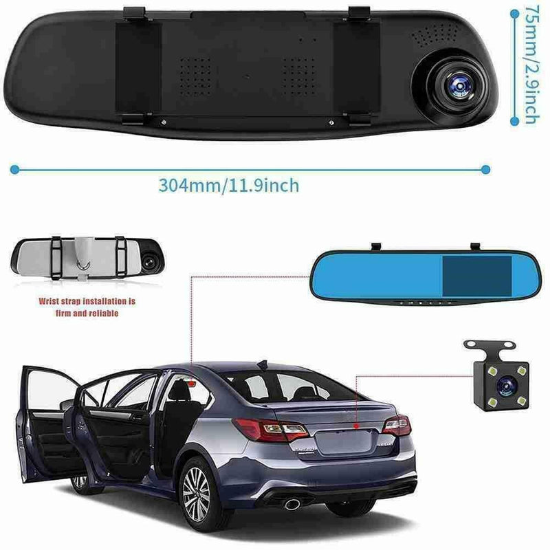 1080P Rearview Mirror Car Dual Dash Cam Camera Front Video Recorder Rear I6D7