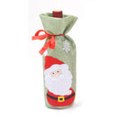 Christmas Bottle Cover Santa Claus Snowman Red Wine Bottles Decor Set for Xmas