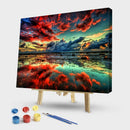 Painting By Numbers Kit DIY Red Cloud Canvas Oil Wall Art Picture Gift Orname