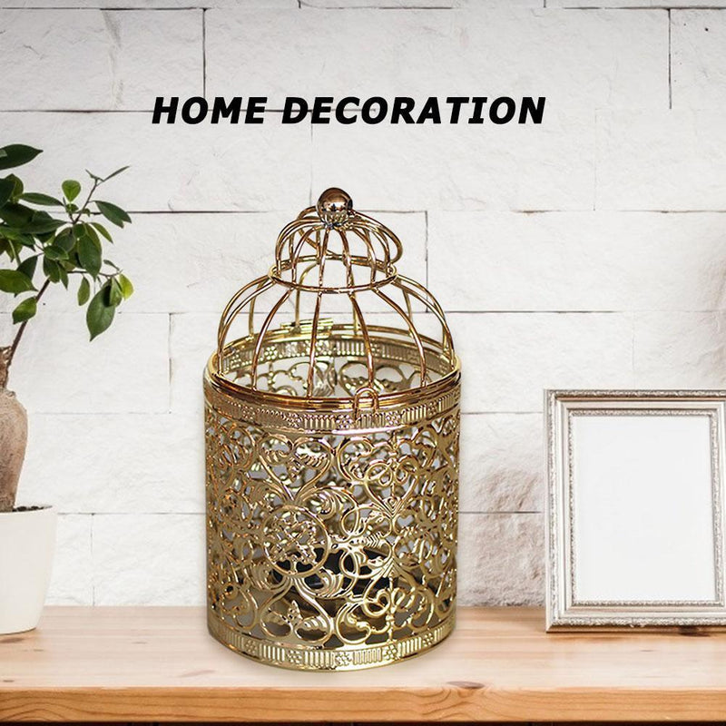 Wrought Iron Tealight Candle Holder Birdcage Hanging Lantern Desktop Candlestand