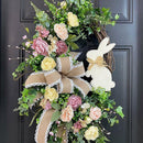 Bunny Large Wreaths for Front Door Hanging Decoration Welcome Sign Easter Wreath