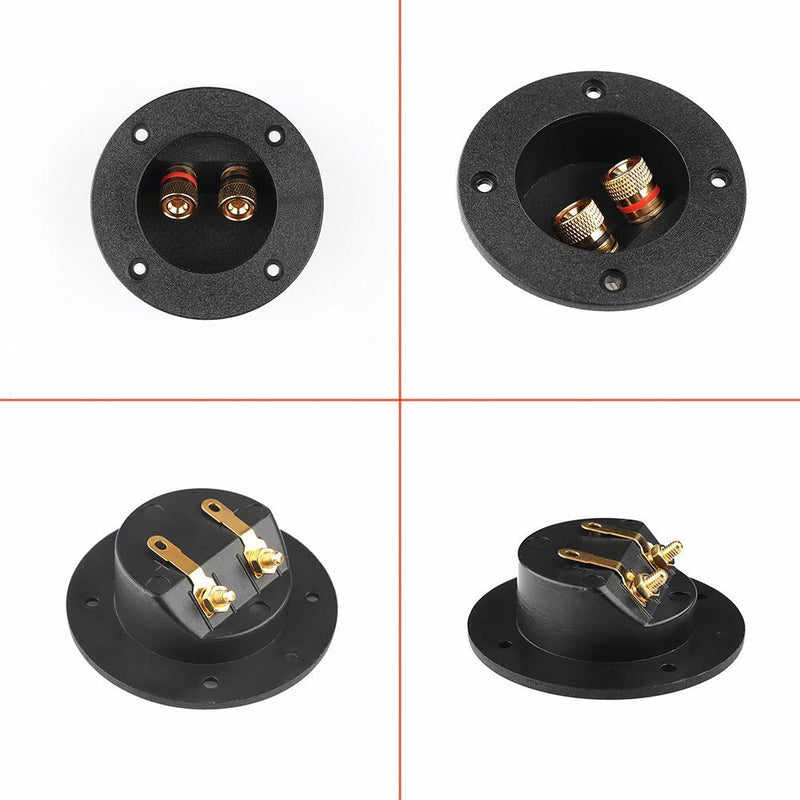 Round Boxes with 2 Banana Jack Stereo Plug Speaker Terminal Connectors