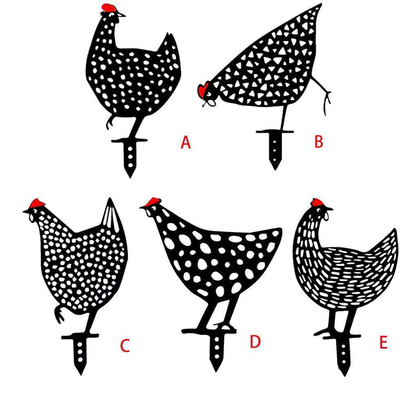 Acrylic Hollow Chicken Ornaments Backyard Lawn Stakes Yard Art Decor (A)