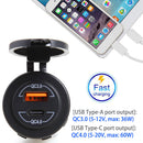 Car Boat Dual USB Charger QC 3.0 + QC 4.0 Type C USB Port Socket Power Outlet