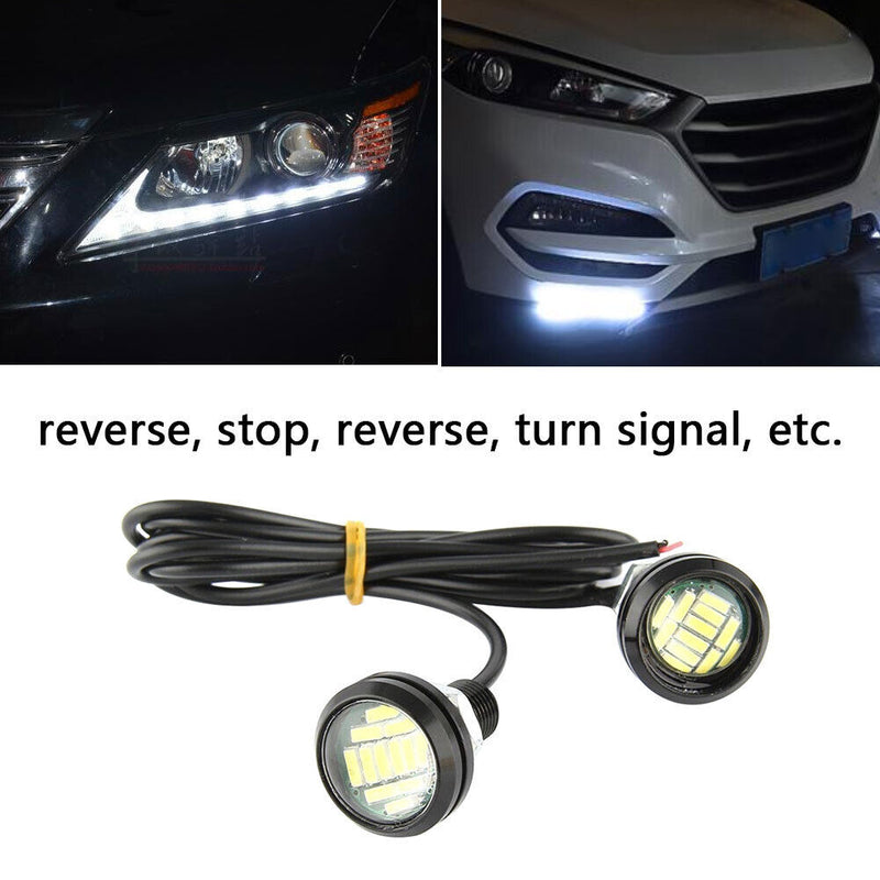 2pcs White Eagle Eye LED DRL Reverse Backup Turn Signal Light for Car Motorcycle