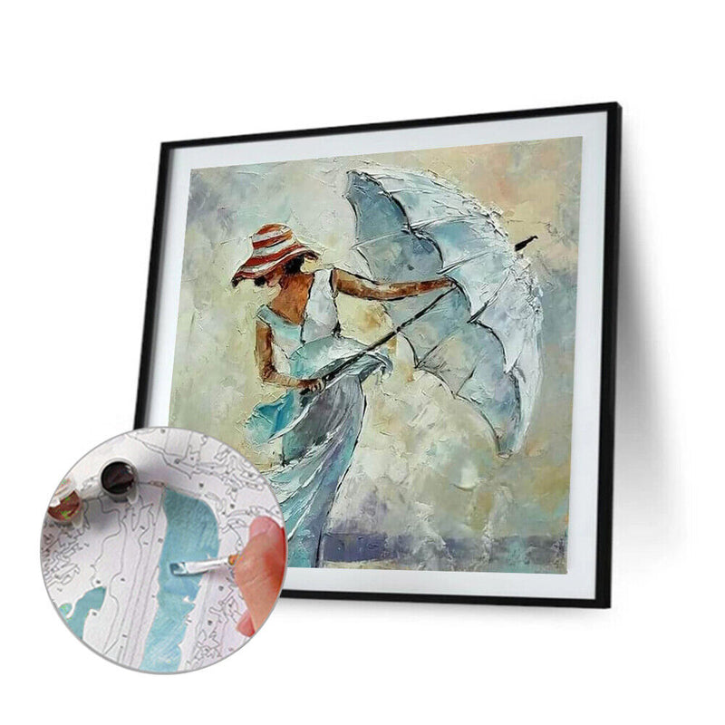 20X20cm Frameless Oil Paint By Numbers Picture DIY Painting (Umbrella Girl)
