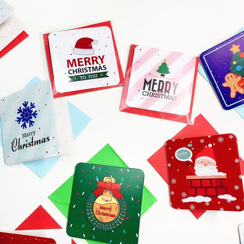 With Envelope Mini Greeting Cards Merry Christmas Postcard Xmas Patterns
