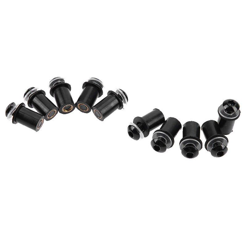 10pcs 5mm/0.20in Motorcycle Windscreen Windshield Bolt Screw Kit (Black)