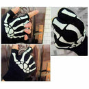 Gothic Knitted Black with White Skeleton Bones Fingerless Punk Gloves Sale L8I6