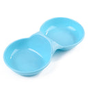 Dog Cat Double Bowl Puppy Food Water Feeder Pets Drinking Dishes (Blue) Newly