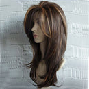 Partial Bangs Dark Brown Long Straight  Wig Women Wig High Temperature Silk