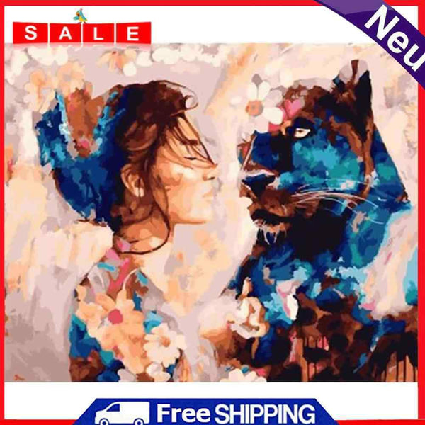 DIY Digital Picture Girl and Beast Frameless Painting By Number Set Handicraft