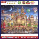 Full Cross Stitch Eco-cotton Thread 11CT DIY Handmade Stamped Castle Art Kit