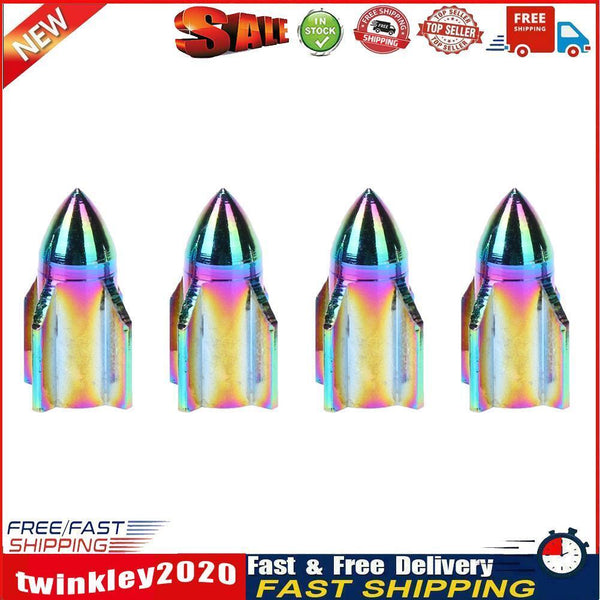 4pcs Colorful Rocket Shaped Aluminum Car Wheel Tire Valve Stem Caps Covers Newly