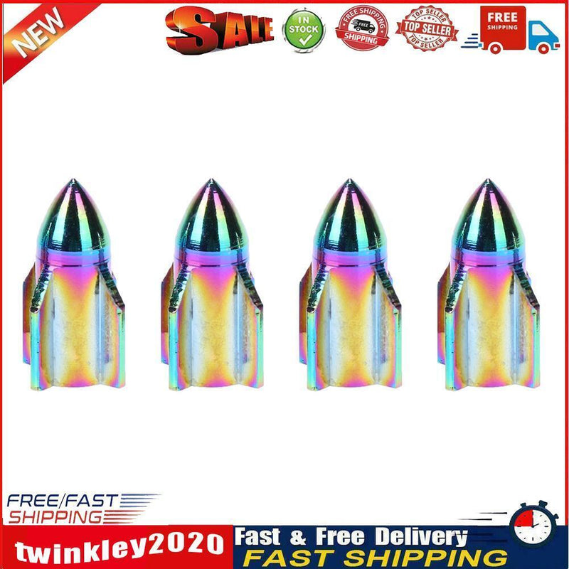 4pcs Colorful Rocket Shaped Aluminum Car Wheel Tire Valve Stem Caps Covers Newly
