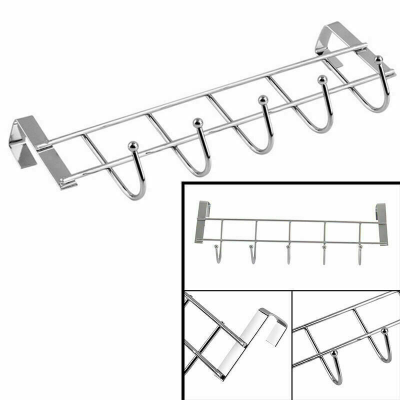 5 Hooks Over Door Home Bathroom Kitchen Coat Towel Rack Holder Hanger P3E7