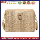 Women Straw Crossbody Bag Boho Woven PU Leather Beach Zip Shell  Shoulder Bags