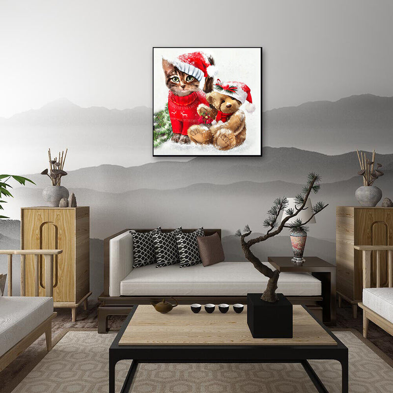 5D Diamond Painting DIY Christmas Cat Bear Rhinestone Picture Craft Wall Poster