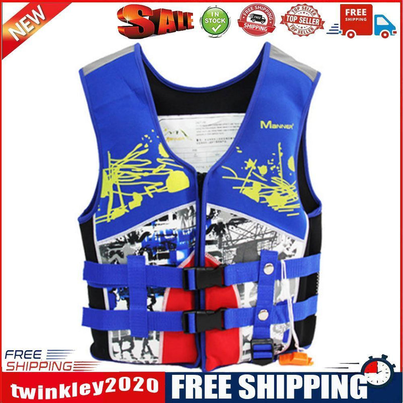 Children Buoy Life Vest Swimming Boating Fishing Waistcoat Jackets (Blue L)
