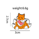 Nine Tail Fox Brooches Cartoon Animal Enamel Clothes Pin Jewelry (Style 1)