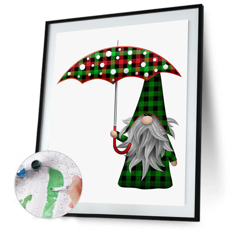 Christmas Gnome Oil Paint By Numbers Set Canvas Drawing DIY Coloring Picture Kit