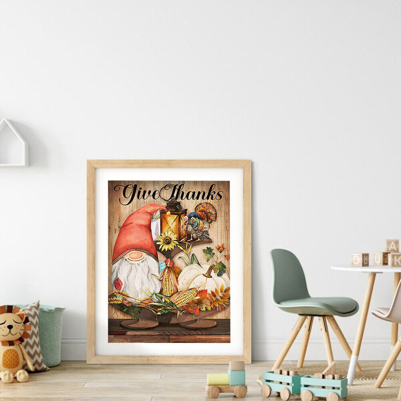 5D DIY Full Round Drill Diamond Painting Kit Thanksgiving Gnome Drawing Art