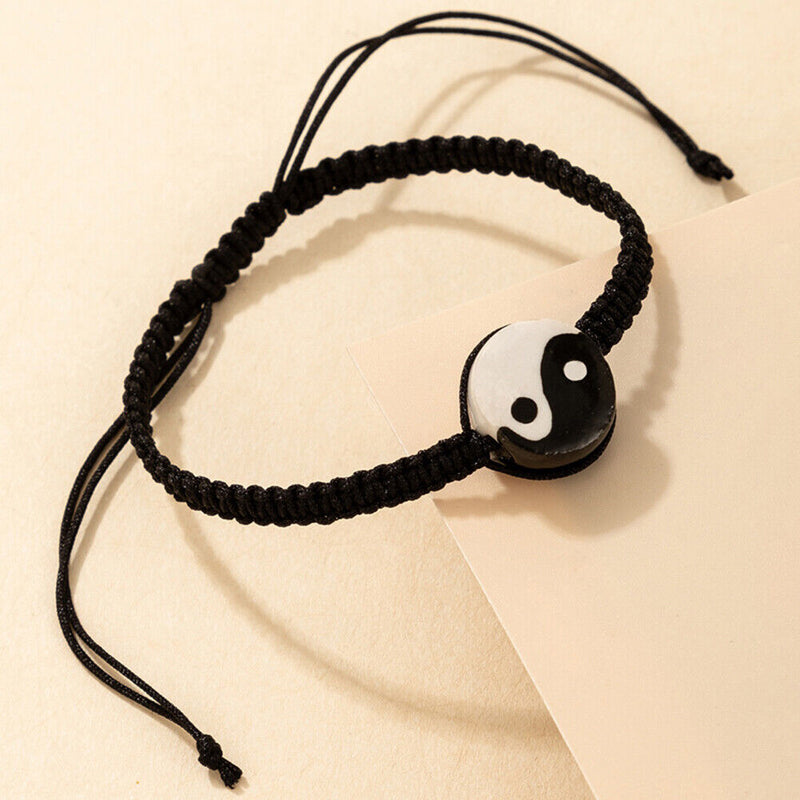 Ethnic Style Tai Chi Braided Rope Charm Yin Yang Adjustable Bracelets Jewelry