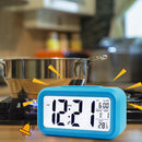 Temperature Alarm Clock LED Digital Backlight Calendar Snooze Clock (Blue)