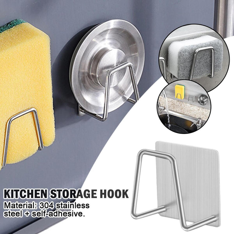 Steel Self Adhesive Sponges Holder Sink Caddy Accessories Kitchen Bat`