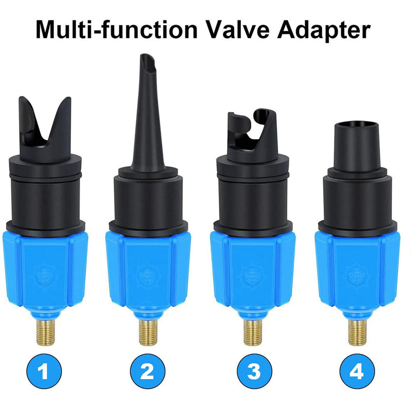 Paddle Board Valve Adapter Rubber Boat Canoe Kayak Pump Converter with 4 Nozz
