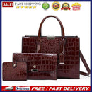 3pcs/Set Fashion Crocodile Pattern PU Leather Women Shoulder Handbag Purse Tote