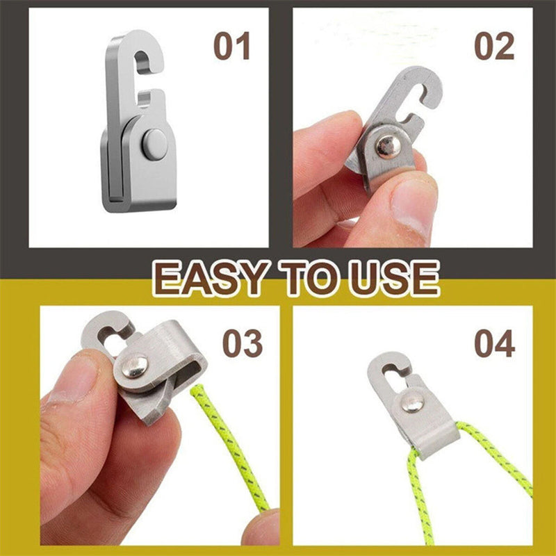 Outdoor Automatic Lock Hook Set with Rope Fast Locking Kit Secure Tighten Lock