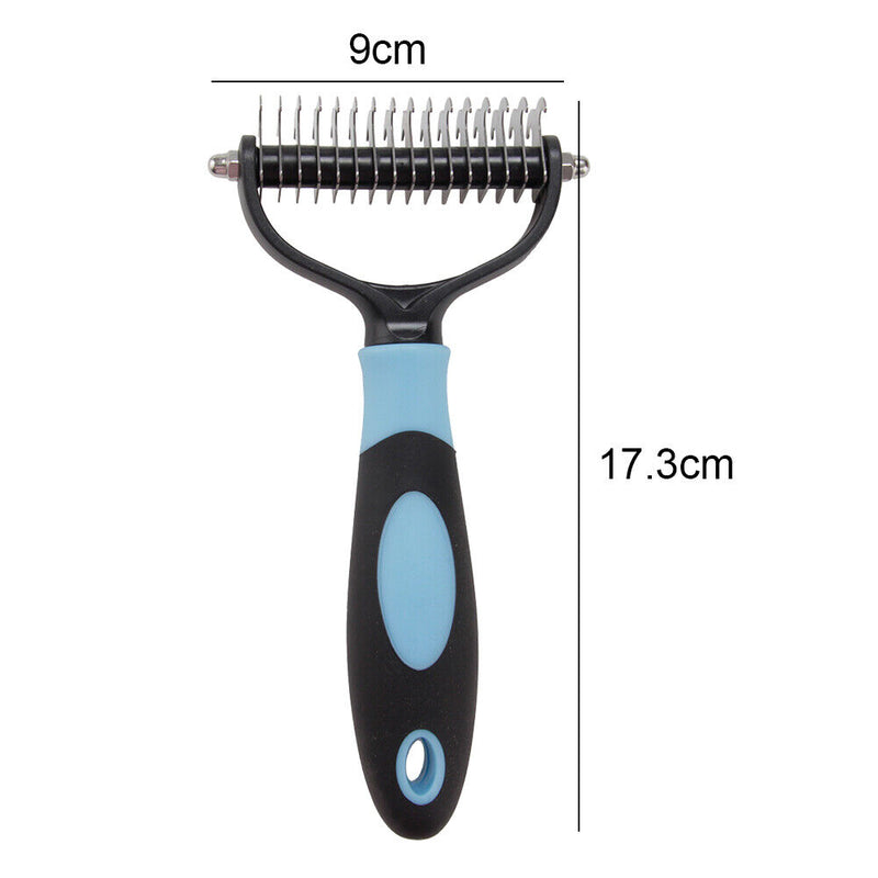 Pet Deshedding Brush Cat Dog Hair Grooming Comb Hair Shedding (Blue L) Newly