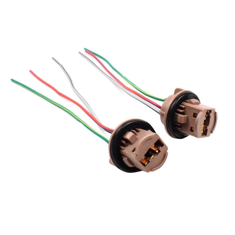 2x 7443 LED Light Bulb Wiring Harness Sockets for Brake Turn Signal Light