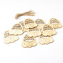 10pcs Wooden Easter Egg Pieces with Hemp String DIY Cutout Craft Ornaments