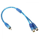 Blue Y Adapter 1 RCA Male To 2 Female Splitter Stereo Connector Audio Cable