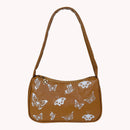Fashion Women Butterfly Print PU Underarm Bag Casual Ladies Small Shoulder Bags