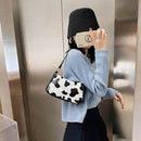 Women Cow Printed Shoulder Underarm Bag Lady PU Casual Travel Handbags Purses