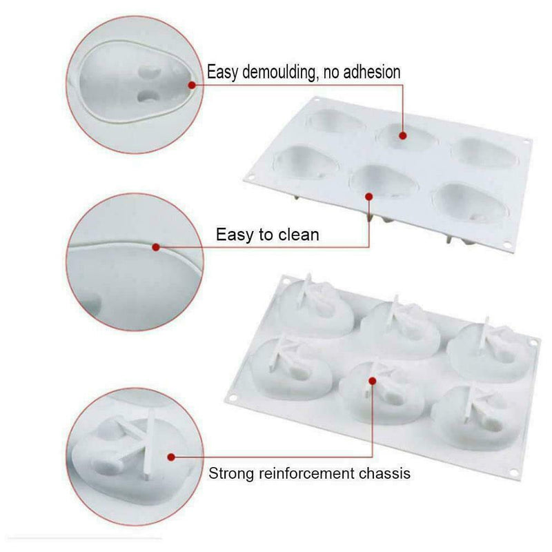 6 Grids Easter Rabbit Shape Silicone Mold Baking Soap Tools DIY Making Mold S8W6