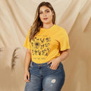Ladies Printing Loose Round Neck Tops Casual Women Summer Short Sleeve T-shirt