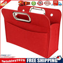 Women Felt Metal Handle Bag Solid Color Multi-pocket Cosmetic Bag (Red)