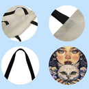 Moon girl and cat Printed Shoulder Shopping Bag Casual Large Tote Handbag