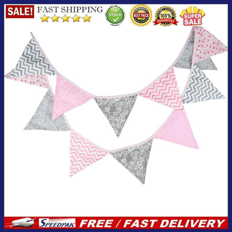 12 Flags Triangular Red Flag Bunting Wedding Birthday Party Home Decoration