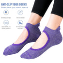Women Yoga Socks Non-Slip Quick-Dry Backless Ballet Pilates Socks (Purple) Newly
