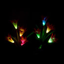 4 Head Lily Flower Solar Light Colorful LED Lawn Lamp Outdoor Light (Red) Newly