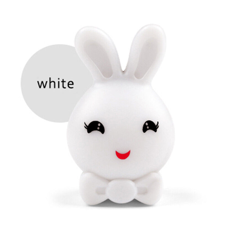 LED Night Light Cute Rabbit Intelligent Bedside Lamp Bedroom Decor (White)