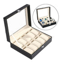10 Grids Leather Watch Storage Box Jewelry Bracelet Display Organizer Rings Case