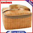 Portable Wicker Rattan Outdoor Camping Picnic Bag Food Container Basket